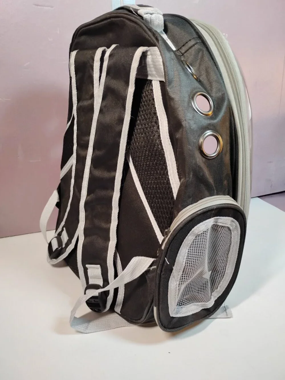 Large Cat Backpack Carrier for Travel and Hiking Pet Bubble Backpack - Black